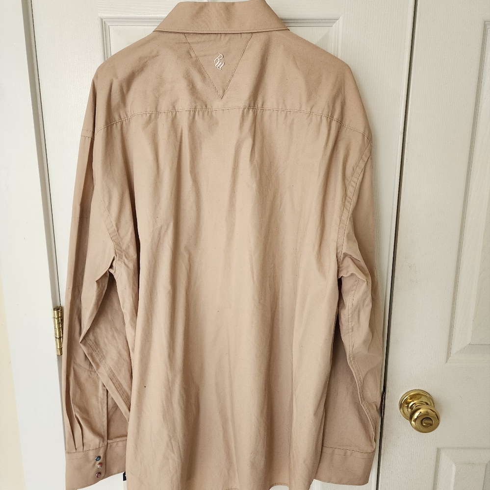 Rocawear Beige Button-Up Shirt with Stripes - Picture 3 of 9
